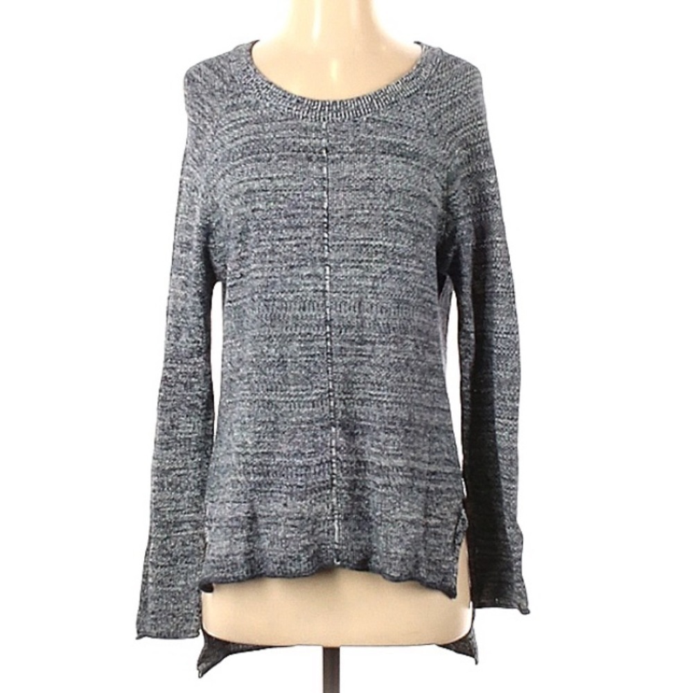 Cotton : on speckled navy blue knit long high low pullover sweater XS women’s